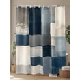 thumbnail image 4 of Fsddascl Blue Beige Geometric Shower Curtain Set - Extra Long 72" x 96" Washable Bathtub Curtain with 12 Hooks, Vintage Farmhouse Ombre Painting Waterproof Fabric Stall Shower Curtains for Bathroom, 4 of 6