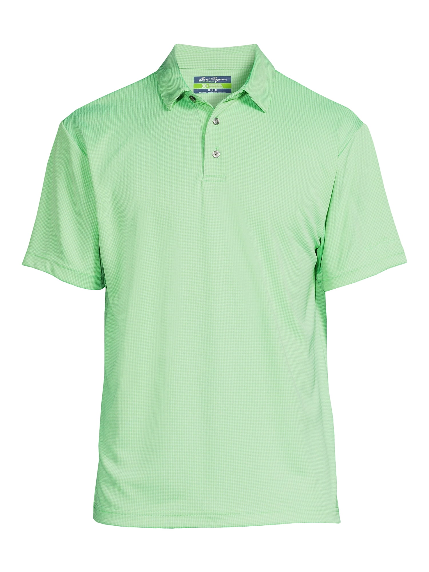 Ben Hogan Performance Men's Mini Gingham Print Golf Polo Shirt, Sizes S-5XL