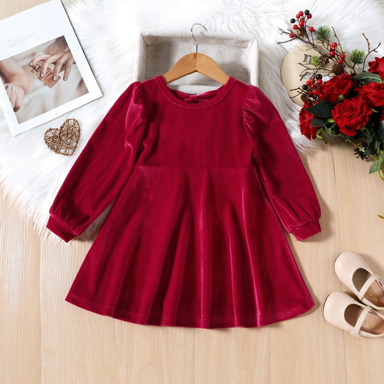 Iwemek Baby Girl Red Velvet Dress Casual Fall Long Sleeve Crew Neck Dress for Infant Semi Formal Clothes 2-3t Iwemek Baby Girl Red Velvet Dress Casual Fall Long Sleeve Crew Neck Dress for Infant Semi Formal Clothes 2-3t