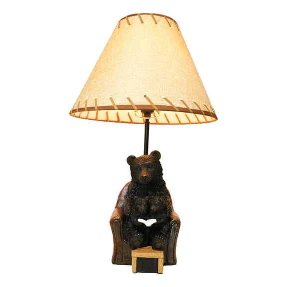 Forest Bedtime Story Mama Bear Reading to Cub Bears On Cozy Couch Table Lamp