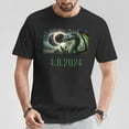 thumbnail image 2 of Total Solar Eclipse 2024 Dragon Graphic Tee Unisex Adult Cotton Shirt for April 8 Astronomy Event, Totality Viewing, Cool Fantasy Gift Idea Casual Outfit, Size 5XL, Color Black, 2 of 4