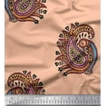 thumbnail image 1 of Soimoi Poly Georgette Fabric Peacock Block Print Fabric by The Yard 42 Inch Wide, 1 of 1