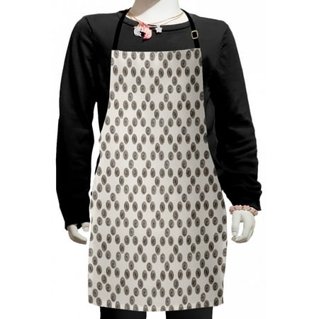

Doodle Kids Apron Diagonally Arranged Curvy Lines Spirals Forming Diamond Shape Pattern Boys Girls Apron Bib with Adjustable Ties for Cooking Baking Painting Pearl and Dark Taupe by Ambesonne