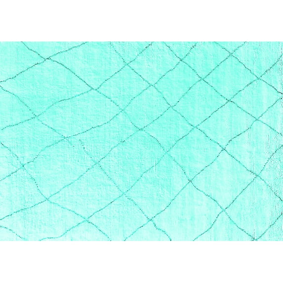 Ahgly Company Machine Washable Indoor Rectangle Oriental Turquoise Blue Industrial Area Rugs, 2' x 4'