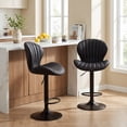 thumbnail image 4 of AFO Swivel Bar Stools Set of 4, Adjustable Height Barstools with Shell Back, Modern PU Leather Kitchen Island Chairs for Dining Room, Home Bar, Pub, Black, 4 of 11