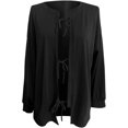 thumbnail image 5 of Lixiuxyad Womens Open Front Cardigan Women's Casual Loose Long Sleeve Solid Color Drawstring Belted Knit Cardigan Sweater Comfortable Stylish Outerwear,Black, 5 of 5