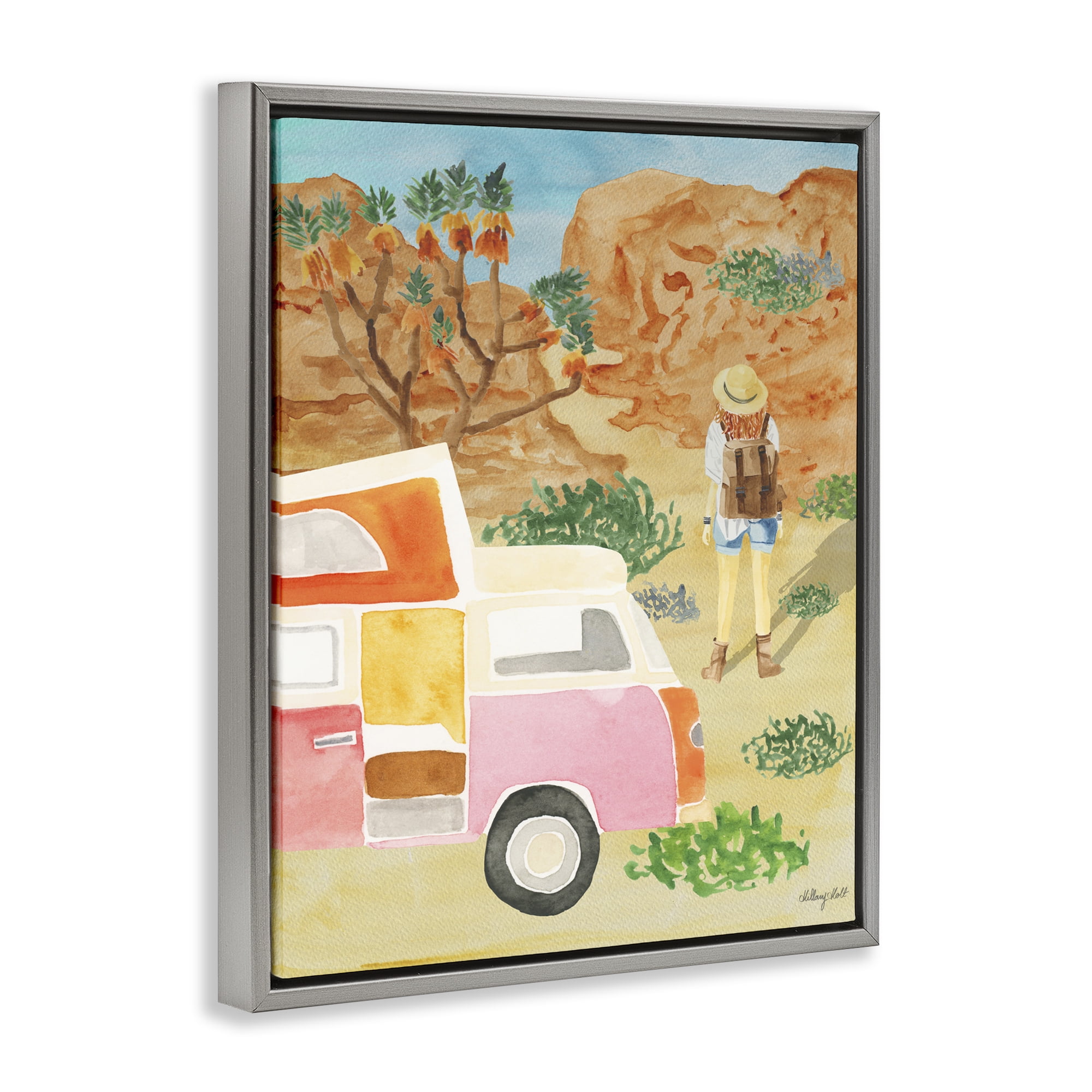 Stupell Industries Mojave Desert Road Trip Gray Framed Floater Canvas Wall Art, design by Hillary Holt