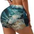 thumbnail image 2 of Kdxio Blue Ocean Waves Print Workout Shorts for Women Seamless Soft Smooth Gym Yoga Scrunch Active Shorts, 2 of 5