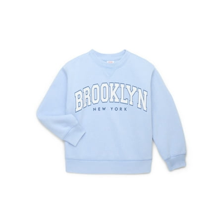 Wonder Nation Tween Girls City Graphic Crewneck Sweatshirt, Sizes 4-18