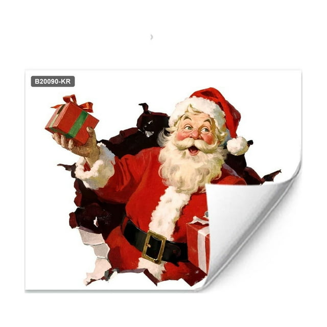 Living Room Decor,Christmas Gift Box with Breaking Wall Design Wall Sticker for Bedroom Living Room Holiday Decal