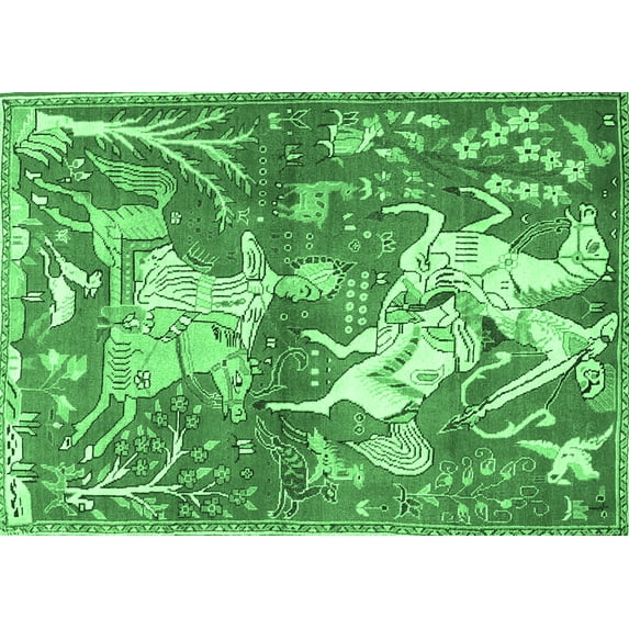 Ahgly Company Indoor Rectangle Animal Emerald Green Traditional Area Rugs, 8' x 10'