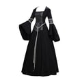 thumbnail image 3 of yoeyez 18Th Century Medieval Dress for Women Wedding Guest Vintage Trumpet Sleeve Velvet Dresses Lace Up Corset Dress Costumes Southern Belle Ball Gown Black,XL, 3 of 5