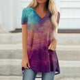 thumbnail image 2 of LYXSSBYX Summer Blouses for Women 2024 Short Sleeve Women's Fashion Gradient Printed Blouse V-Neck Short Sleeve Loose T-Shirt Tops, 2 of 5