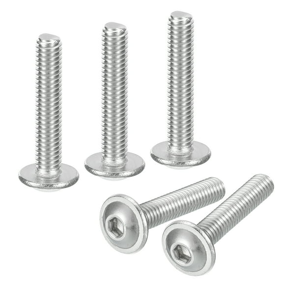 Uxcell Flanged Button Head Socket Cap Screws,50 Pcs M4x22mm - 304 Stainless Steel Socket Drive Fasteners Bolts, Fully Thread Machine Screws (Silver)