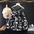 thumbnail image 4 of XUELUO Little Girls Dresses Spaghetti Strap Black-White Floral Print Flared Skirts Summer Outings Casual Cool Chic Dress, 4 of 6