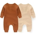 thumbnail image 3 of ZAV Solid Unisex Baby Boy Girl Rompers 2 Pack Long Sleeve Jumpsuits Infants Clothes Outfits, 3 of 8