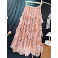 thumbnail image 5 of Elegant A-Line Tulle Skirt with Multiple Tiers - Women's Midi Length Long Skirt with a Secure High Elastic Waist,Spliced printed mesh cake skirt skirt floral fluffy long skirt, 5 of 6