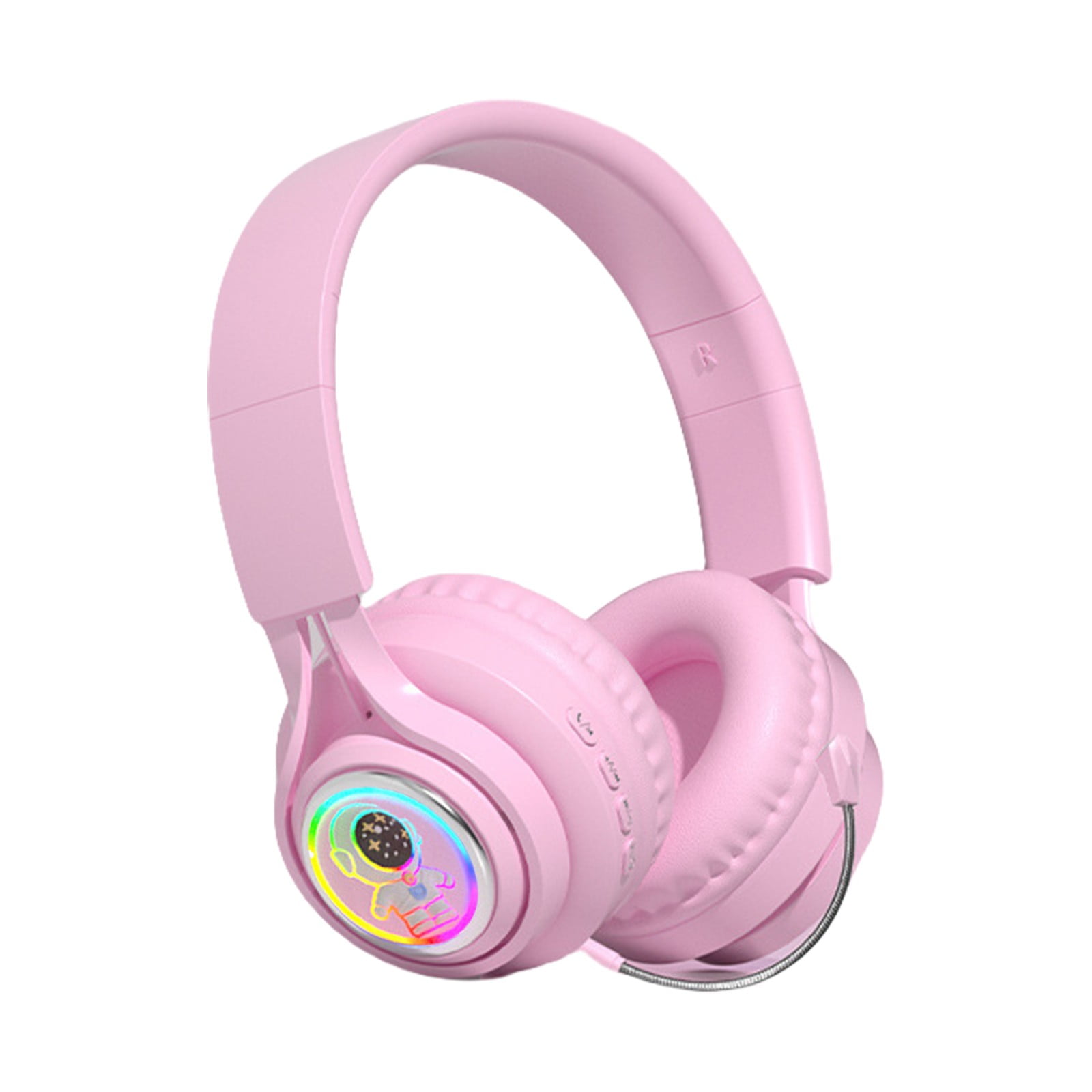 Active Noise Cancelling Headphones, Wireless Over Ear Bluetooth Headphones, 3EQ Modes via Button, 60H Playtime Lightweight Folding Stereo Bass Headset with Mic, for Travel Home(Pink)