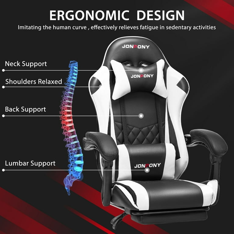 JONPONY Big and Tall 400LBS Gaming Chair, Ergonomic Design JONPONY Big and Tall 400LBS Gaming Chair, Ergonomic Design