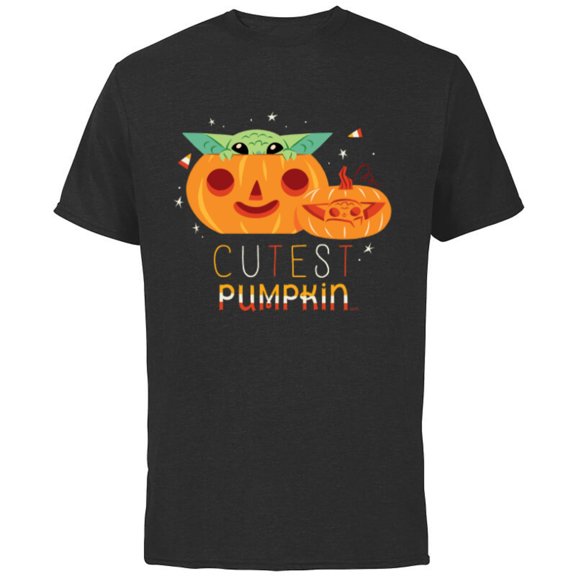 Star Wars Grogu The Cutest Pumpkin - Short Sleeve Cotton T-Shirt for Adults - Customized-Black