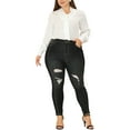 thumbnail image 3 of DARING DIVA Women's Plus Washed Mid-Rise Skinny Jeans Denim Pant 4X Black-Ripped, 3 of 7