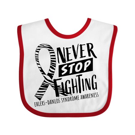 

Inktastic Never Stop Fighting Ehlers-Danlos Syndrome Awareness Gift Baby Boy or Baby Girl Bib