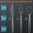 thumbnail image 2 of 360 Count Plastic Silver Ware Heavy Duty, 120 Forks, Spoons, Knives, Heat Resistant & BPA Free Disposable SilverWare, Cutlery set, Premium Clear Utencils for Supply, 2 of 4