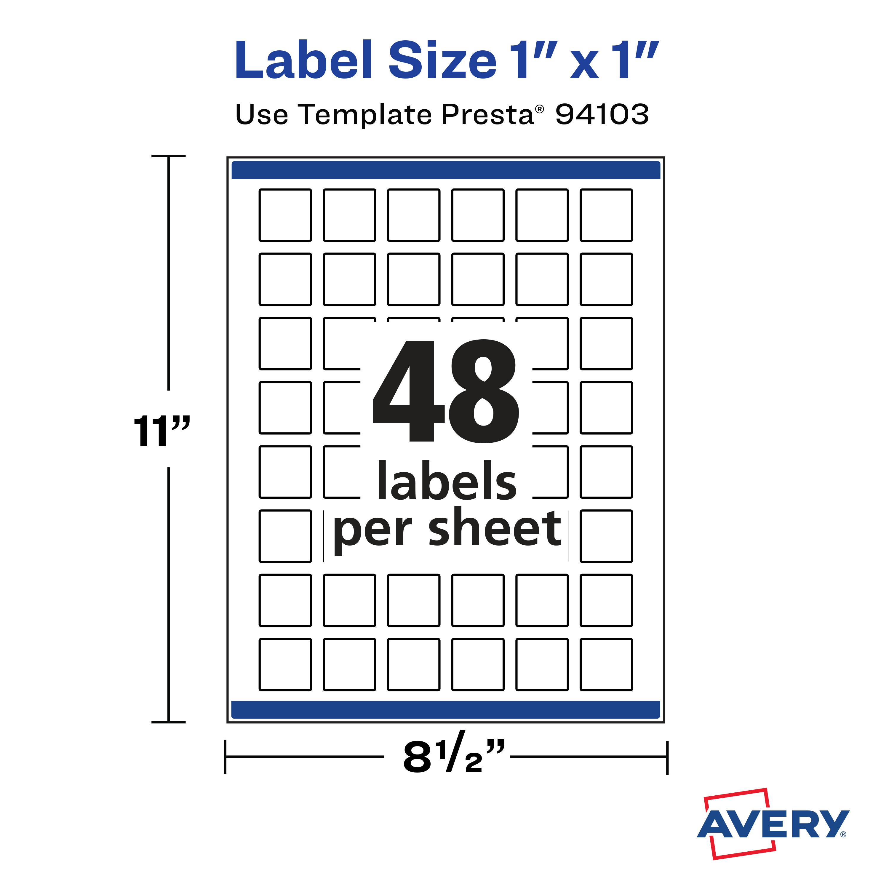 Avery Matte White Square Labels, 1