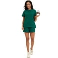 thumbnail image 6 of DARING DIVA Women's Summer 2 Pieces Outfits Short Sleeve Tops Shorts S Dark Green, 6 of 7
