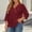 *Wine, variant on ClodeEU Women's V Neck 3/4 Flared Bell Sleeve Pleated Tunic Blouse,Casual Loose Plus Size Top Army Green,Women's Plus L
