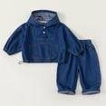 thumbnail image 4 of KYAIGUO Toddler Baby Boys Pullover Hoodie and Denim Jeans Outfits Set 1 Set Kids Denim Sweatshirt and Pants for 1-9Y, 4 of 10