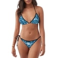thumbnail image 1 of Gaeub Blue Tie Dye Print Women's Triangle Bikini,String Bikini Set,Two Piece Swimsuit Bathing Suits, 1 of 6