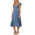 thumbnail image 4 of INSPIRE CHIC Women's Sundress Square Neck Ruffle Tiered Boho Midi Dress XS Grey Blue, 4 of 6