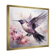 thumbnail image 2 of Designart "Fluttering Hummingbird Blooms in Grey III" Animals Framed Wall Art Decor - Modern Grey Hummingbird Bedroom Framed Canvas Wall Art, 2 of 6
