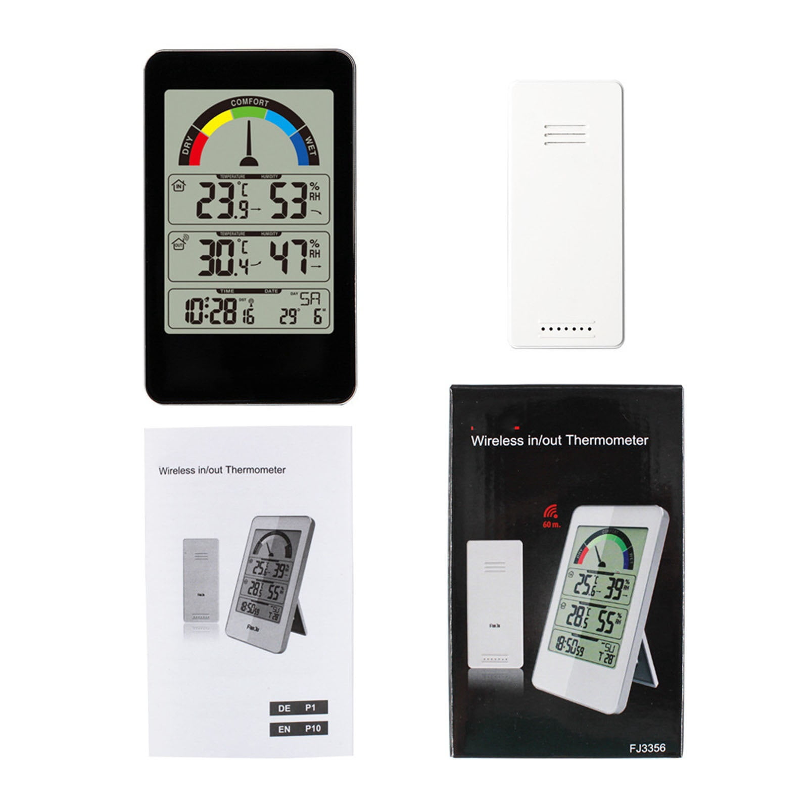 Wall-mounted Weather Clock Household Indoor And Outdoor Thermometers And Hygrometers, Comfort Indicating Temperature Trends, Electronic Alarm Clocks ,Enhanced Signal Transmission