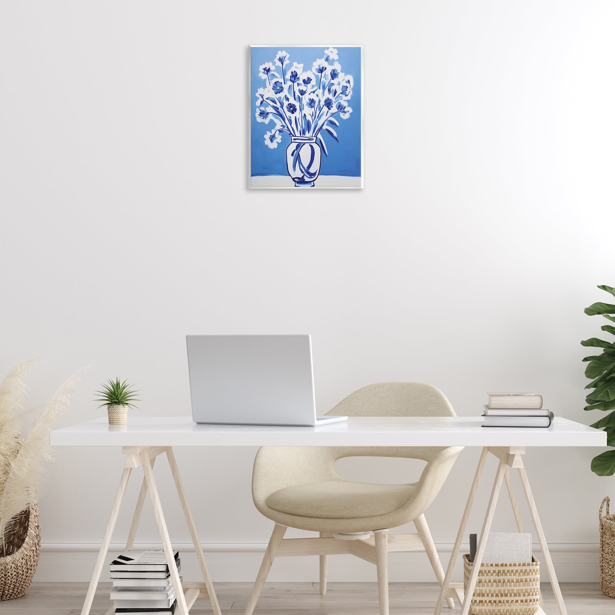 Blue & White Contrast Flowers Wall Plaque Art, design by Lettered and Lined