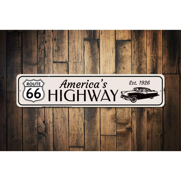 Est 1926 Route 66 Novelty Decor, Metal Wall Sign - 4x18 Inches