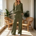thumbnail image 2 of AnuYalue Women's 2 Piece Sets Outfits Casual Long Sleeve V Neck Sweatsuits Tops Wide Leg Pants Matching Sets, 2 of 9