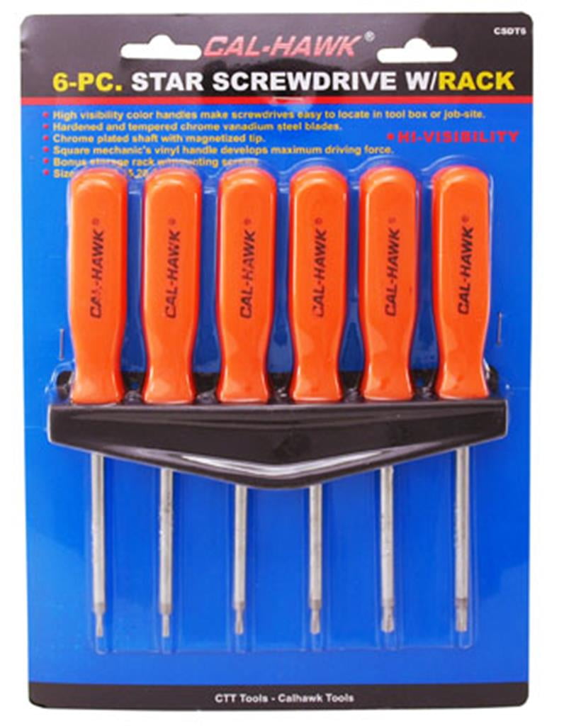 Cal Hawk Tools 6pc. Torx Screwdriver Set w/Rack