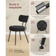 thumbnail image 2 of Set of 2 Modern Upholstered Dining Chairs with Curved Backrest, Plush Teddy Fleece & Sturdy Steel Frame for Comfortable Seating, Ink Black, 2 of 6