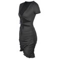 thumbnail image 3 of Seyurigaoka Women Summer Outfits Solid Color Deep V-Neck Skirt Ruffle Hem Dress, 3 of 10