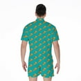 thumbnail image 2 of Teal Pizza Pattern Short Sleeve Men'S Rompers, Food Lover Casual Summer Jumpsuits Outfit, 2 of 4