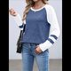 thumbnail image 5 of Sudadera de Larga para Mujer, con Bloques de Color, Informal, para Otoño. Azul L, 5 of 7