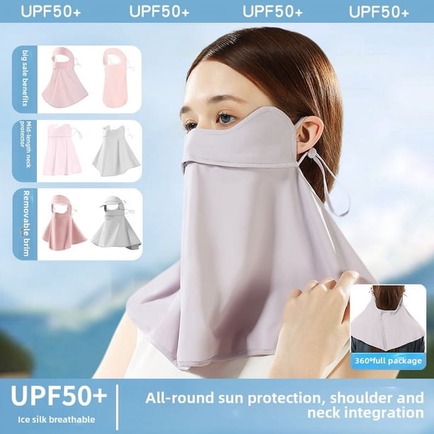 Mascarilla de seda helada con protección solar para el cuello, para el verano, con protección UV y para el contorno de los ojos, para mujer
