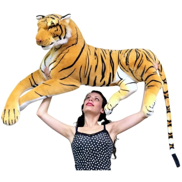 Giant Realistic Stuffed Tiger 48 Inches Stunning Soft and Super Sized Ultimate Big Plush Wild Cat