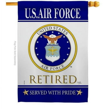 Breeze Decor  US Air Force Retired House Flag Armed Forces 28 x 40 in. Double-Sided Decorative Vertical Flags for Decoration Banner Garden Yard Gift