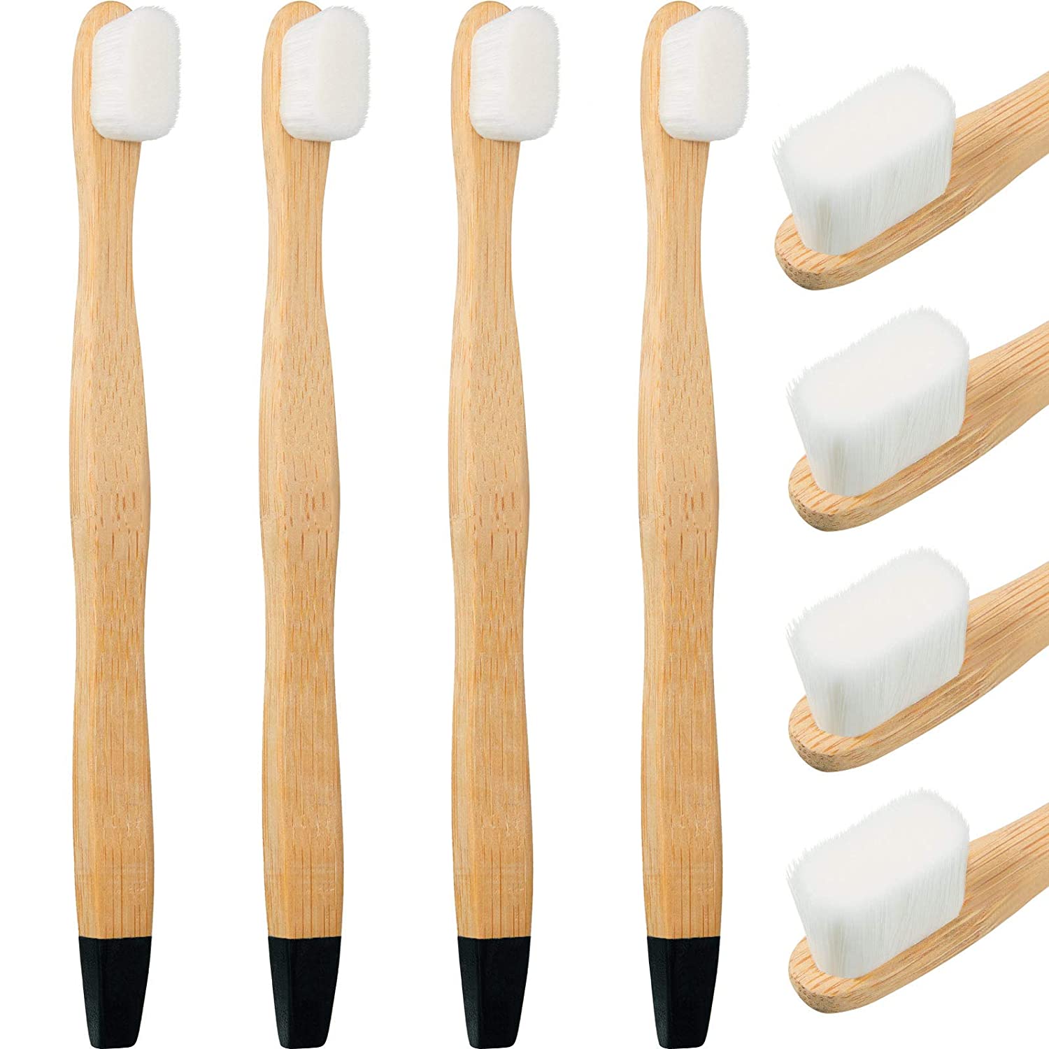 4 Pieces Extra Soft Toothbrush Biodegradable Bamboo Toothbrush 20000 ...