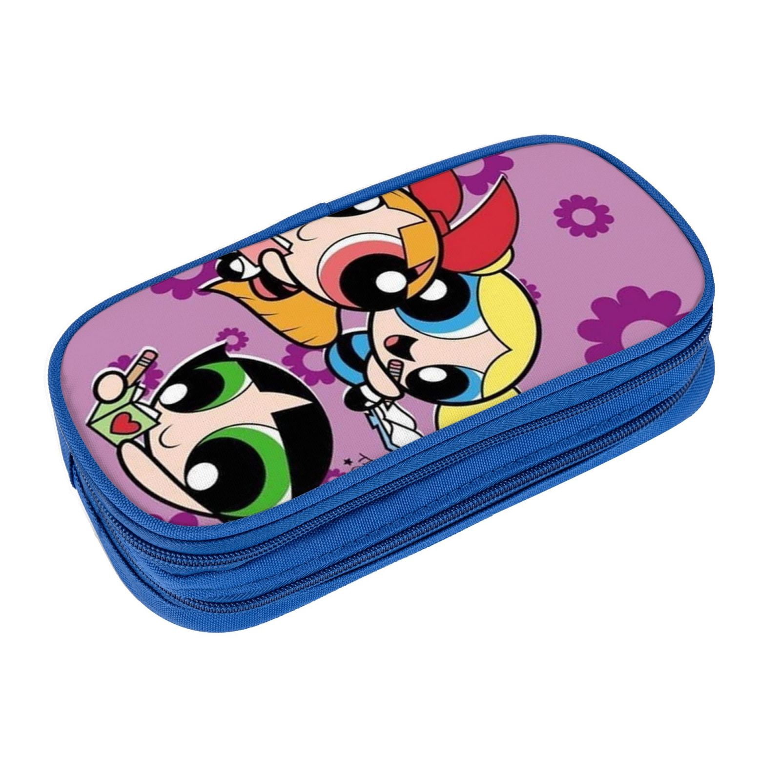 The Powerpuff Gi-rls Pencil Case Large Capacity Pencil Pouch Penbag Office Stationery Organizer Travel Makeup Bag Blue