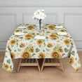 thumbnail image 3 of White Green Leaf Flower Sunflower Pattern Square Tablecloth,Waterproof Square Table Cover,Wipeable Spillproof Washable Table Cover for Home Kitchen Party Decor 60"x60"(152x152cm), 3 of 6