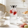 thumbnail image 3 of Small Glass Pitcher with Lid and Handle, Glass Carafe for Hot/Cold Water, Iced Tea Jug for Coffee, Juice and Homemade Beverage, 3 of 3